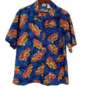 Hawaiian Tropic hawaiian aloha shirt men’s large black blue yellow red